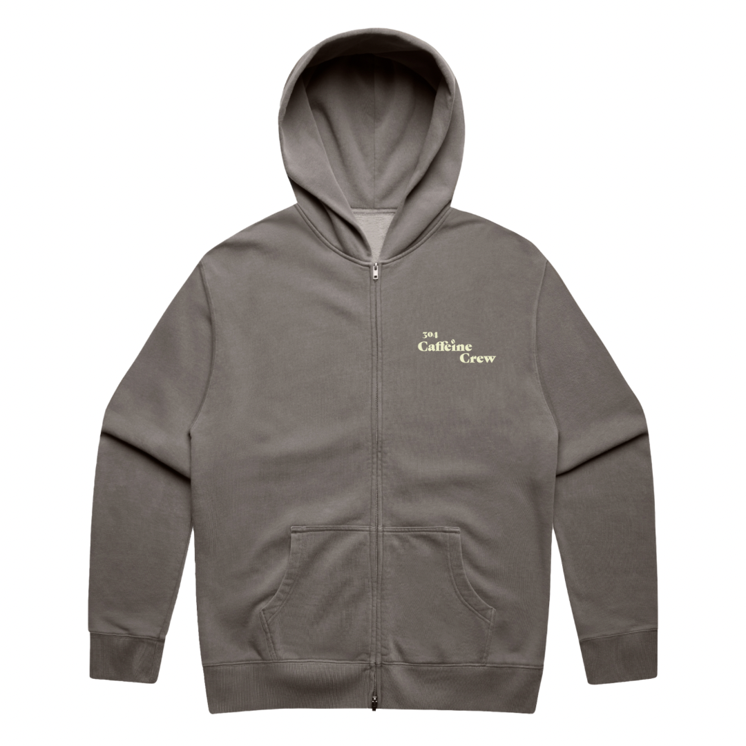 304 Mens Caffeine Crew Zip Hoodie Faded Grey