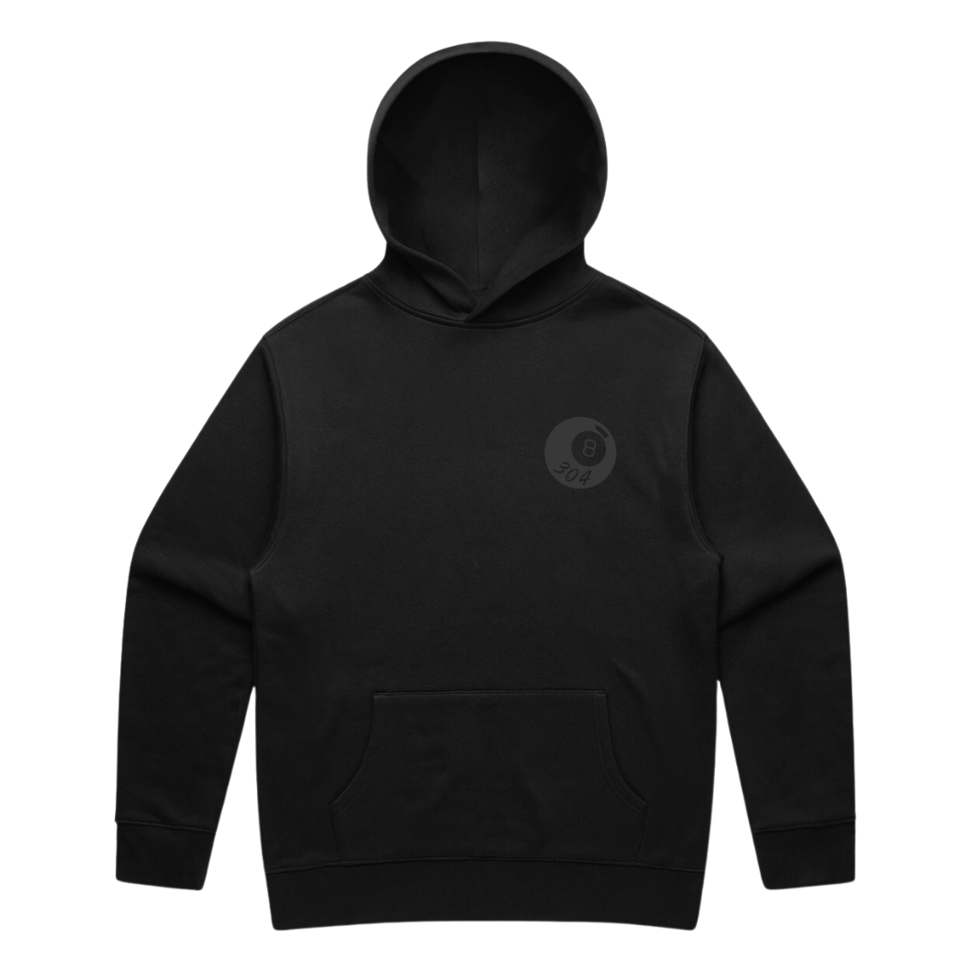 304 Mens 8 Ball Black On Black Hoodie