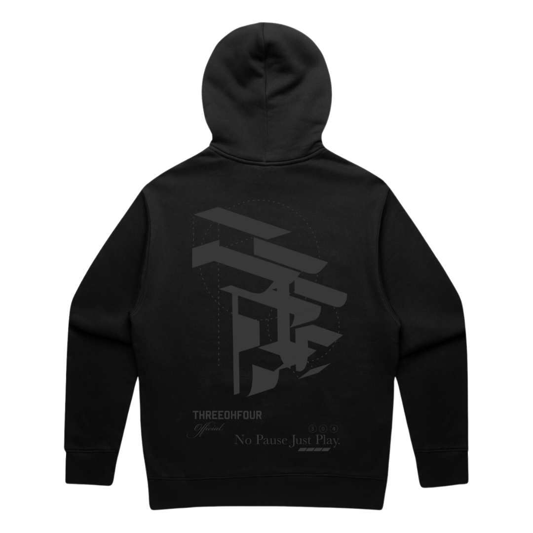 304 Mens TOF 3D Black On Black Hoodie