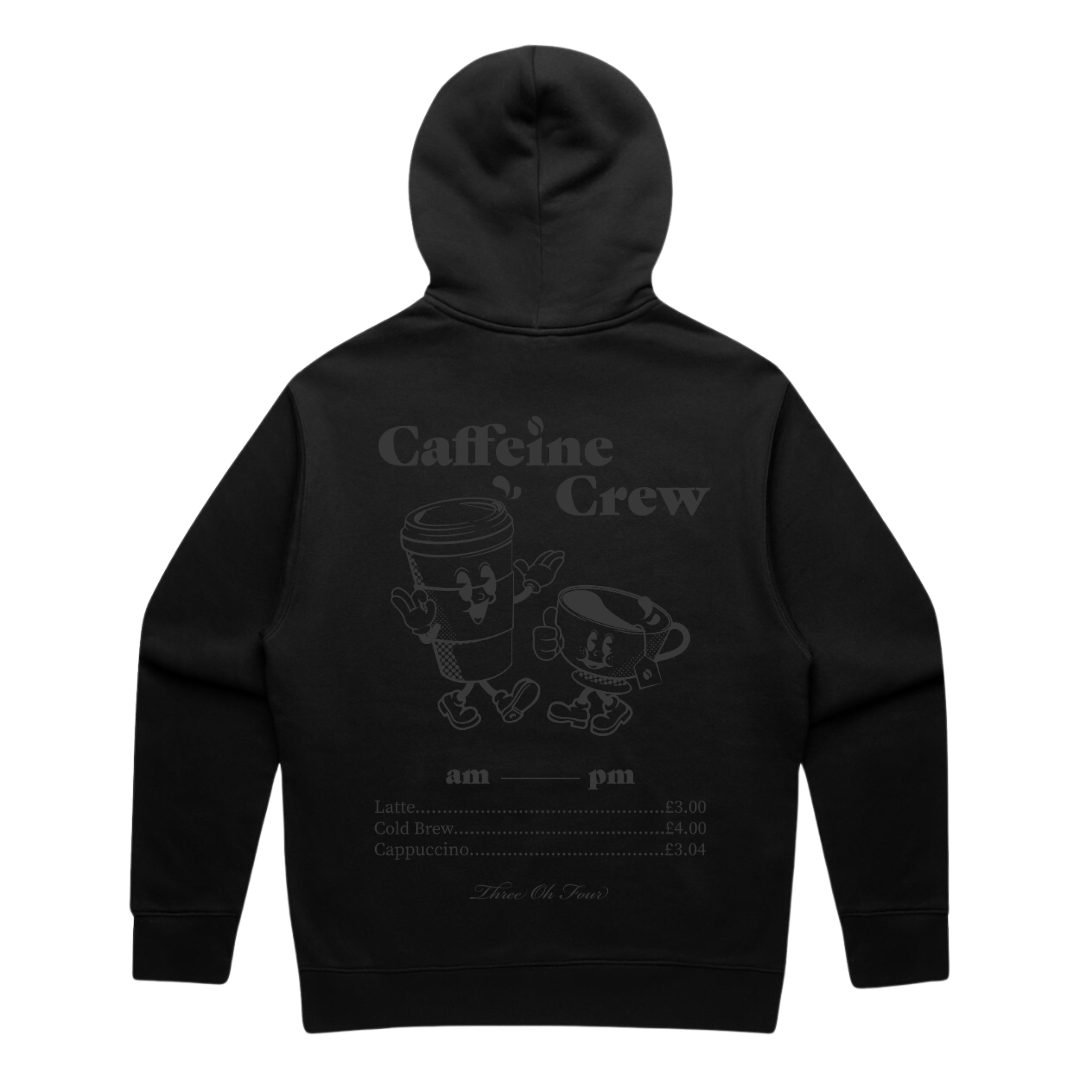 304 Mens Caffeine Crew Black On Black Hoodie