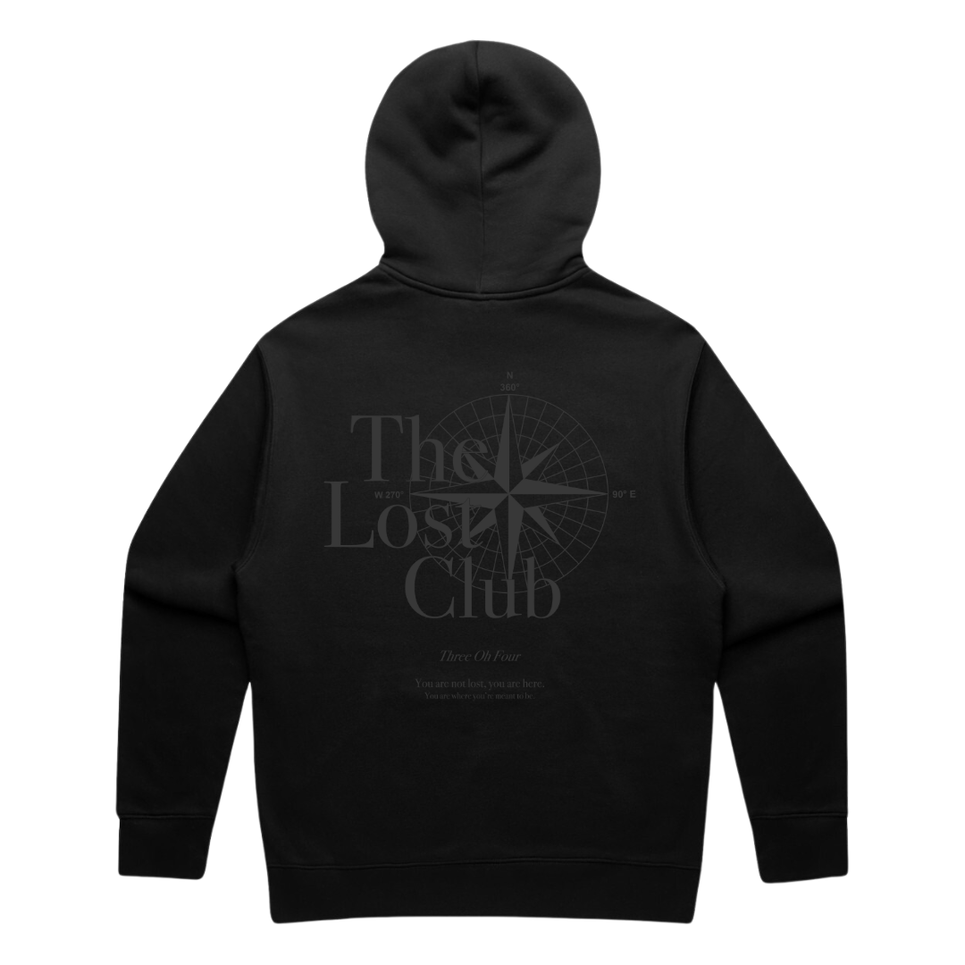 304 Mens Lost Club Black On Black Hoodie