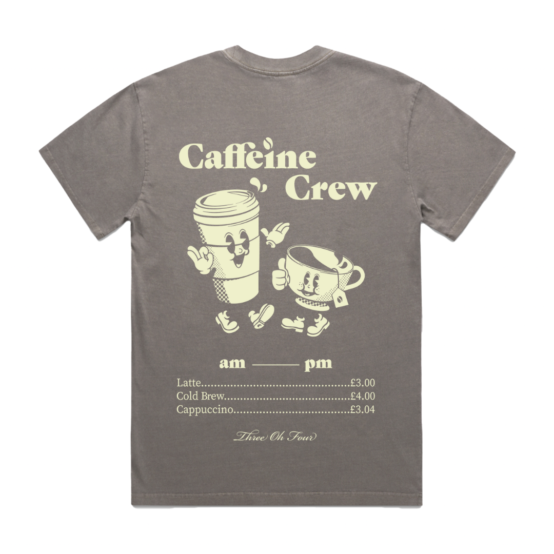 304 Mens Caffeine Crew T-Shirt Faded Grey