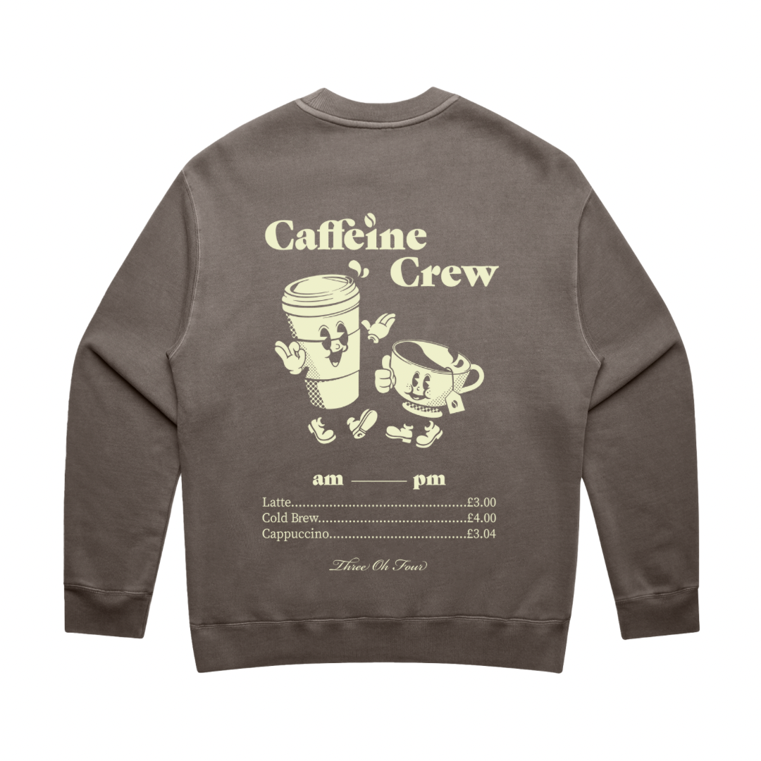 304 Mens Caffeine Crew Sweater Faded Grey