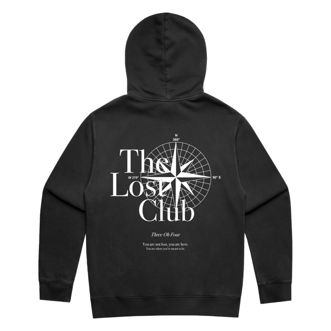 304 Mens The Lost Club Hoodie Faded Black